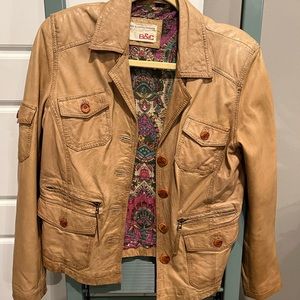 Fitted tan leather jacket Medium